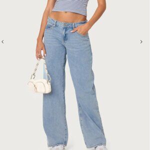 Edikted Raelynn Low Rise Jeans Sz S Light Wash